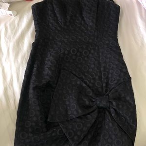 Black strapless bow accent dress BCBG